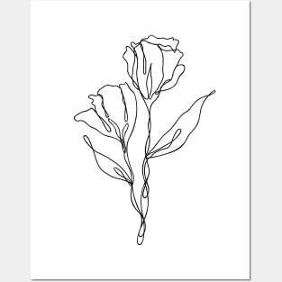 Wildflower Line Art | Floral Botanical Minimalist Lineart Posters and Art